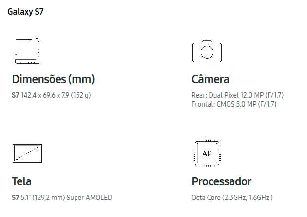 Samsung Galaxy S7 - Especificações
