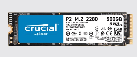 CRUCIAL HD SSD 500GB P2 M.2 2280 3D NVME CT500P2SSD8 INTERNO
